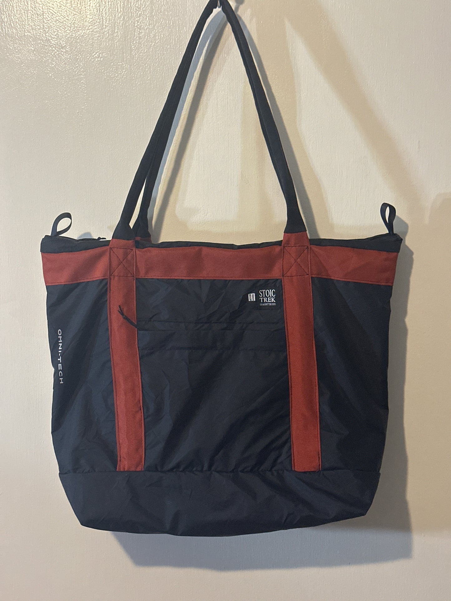 Worn-Wear Upcycled Columbia Weather Jacket Tote (Neon Green lining)